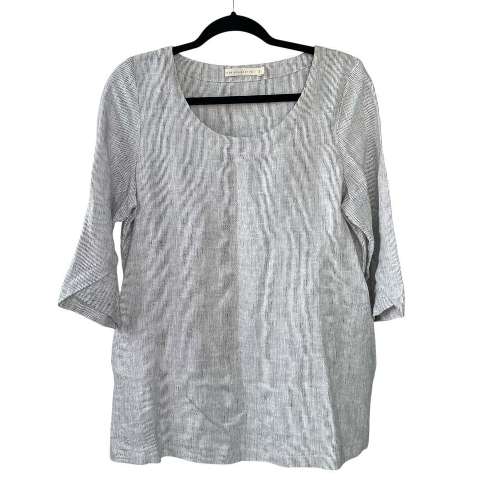 MES SOEURS ET MOI Linen Blouse Grey Women's Top 2